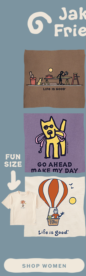 Graphics featuring Jake and Friends. Shop women.