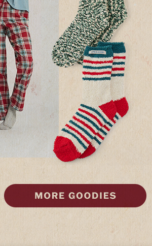 Fuzzy socks and more goodies built for holiday lounging.