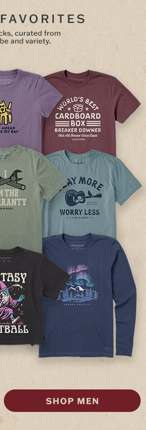 More fan favorites from Life is Good. Shop men.