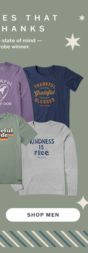 Gratefulness is a state of mind - and a wadrobe winner. Shop men.