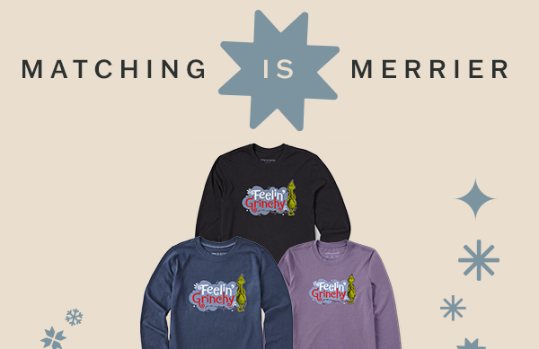 Matching is merrier. Grinchify your family photos with these prefect-for-everyone tees in all sizes.