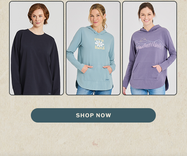 From crewnecks to collared pullovers, our flexiest fabric is available in all sorts of cozy configurations.