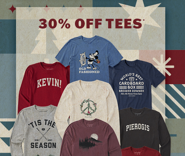 30% off tees.