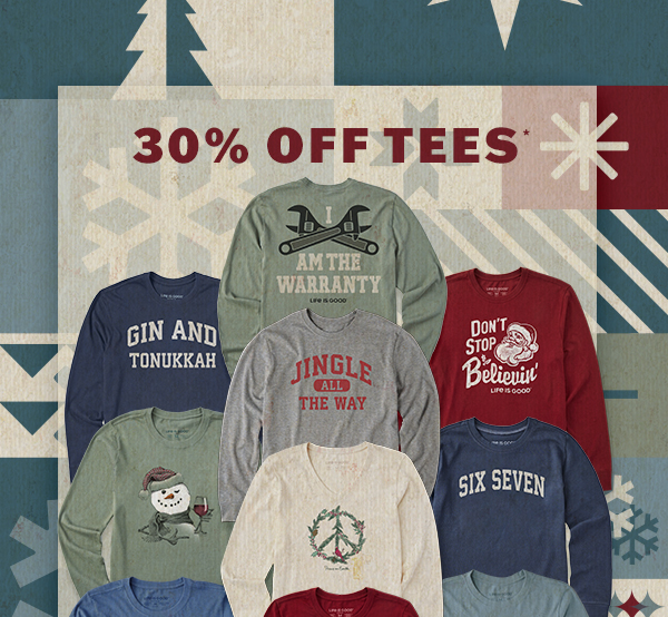 30% off tees.