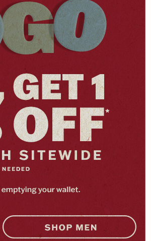Hoho BOGO: buy 1, get 1 50% off. Shop men.