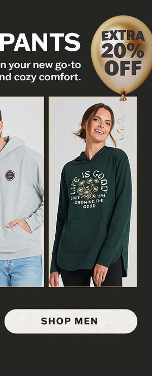 Up to 50% off plus an extra 20% off men's sale sweats and pants.