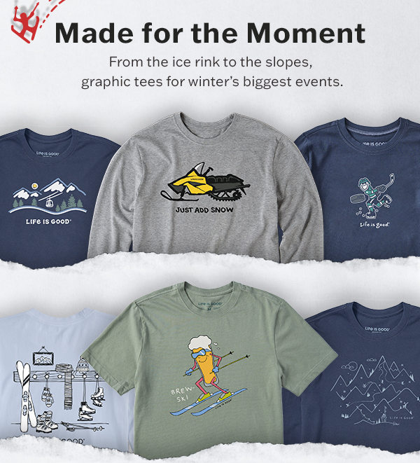 From the ice rink to the slopes, graphic tees for winter's biggest events.