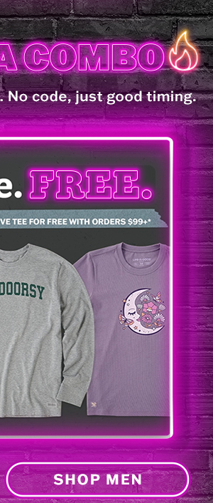 Make it a combo. Spend $99, add a tee on us. No code needed. Shop men's tees.