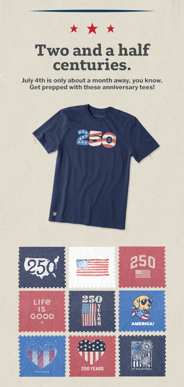 Get prepped for July 4th with these anniversary tees.