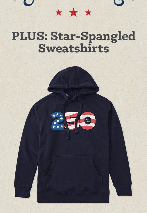 Star spangled sweatshirts.