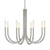 Kelly Wearstler Rousseau LED 38 inch Polished Nickel Chandelier Ceiling Light in Etched Crystal, Medium