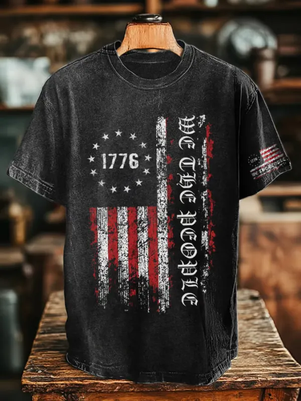 Image of Men's Independence Day Printed Cotton Washed T-Shirt