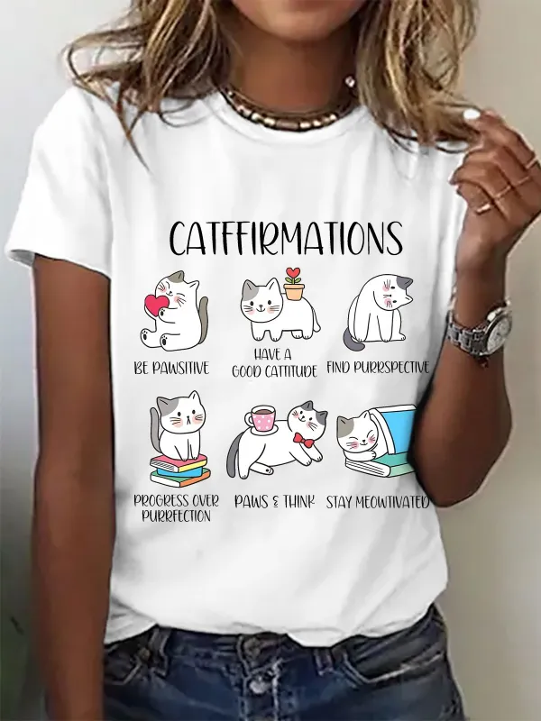 Image of Positive Cats Catffirmations Cotton T-shirt