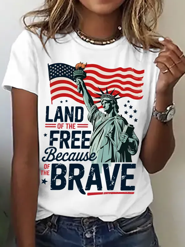 Image of 4th Of July Png Land Of The Free Because Of The Brave Cotton T-Shirt