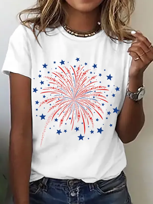 Image of Firework USA 4th Of July Cotton T-Shirt