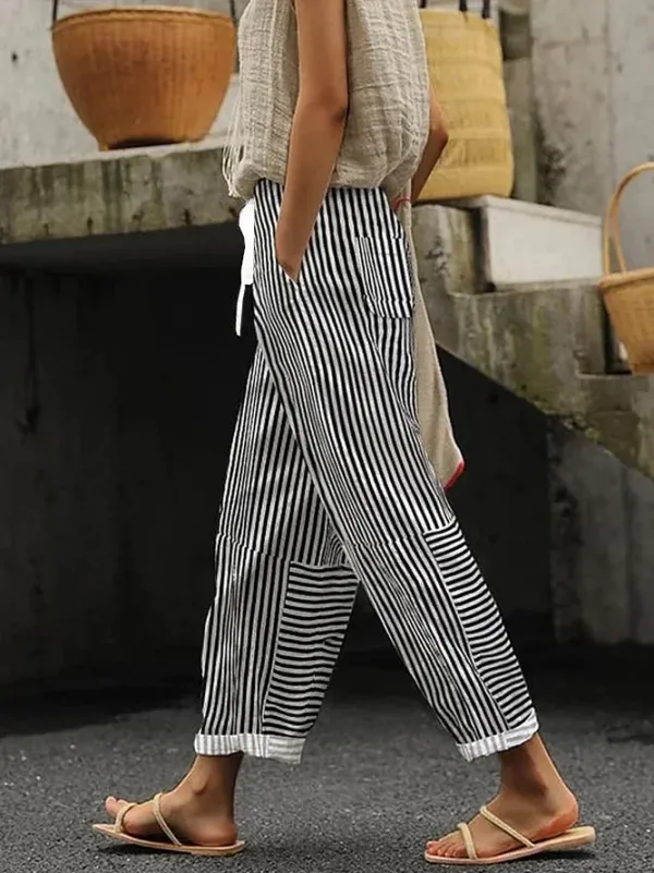 Image of Women's Striped Print Spring Casual Pants