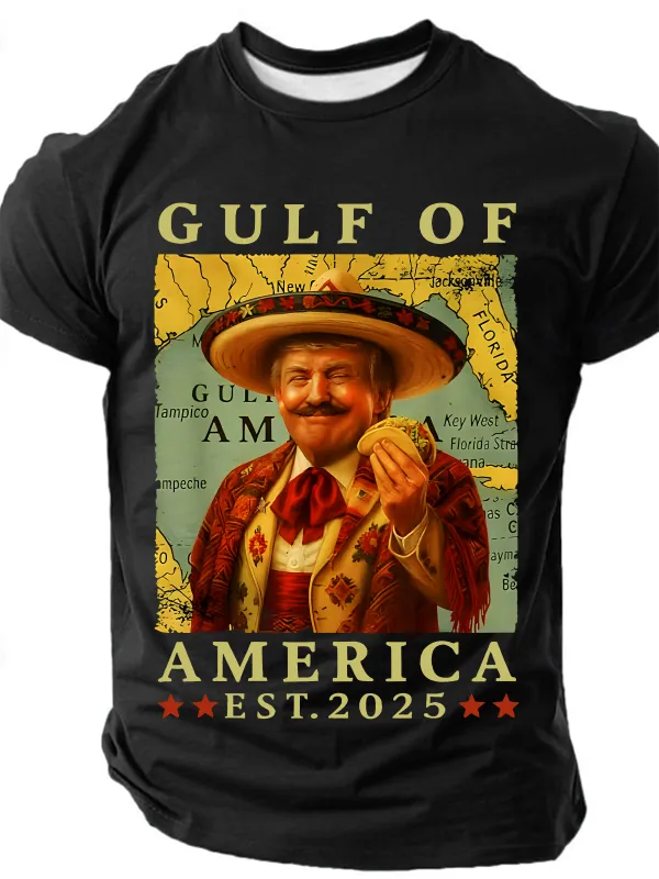 Image of Funny Trump 2025 Trump Gulf Of Usa America Mexico Cotton T-Shirt