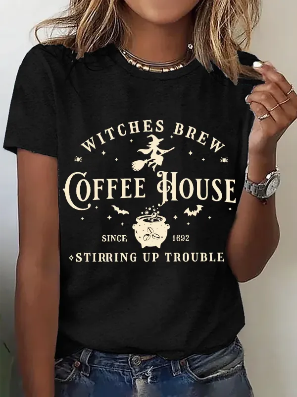 Image of Women's Halloween Salem Witches Coffee T-Shirt