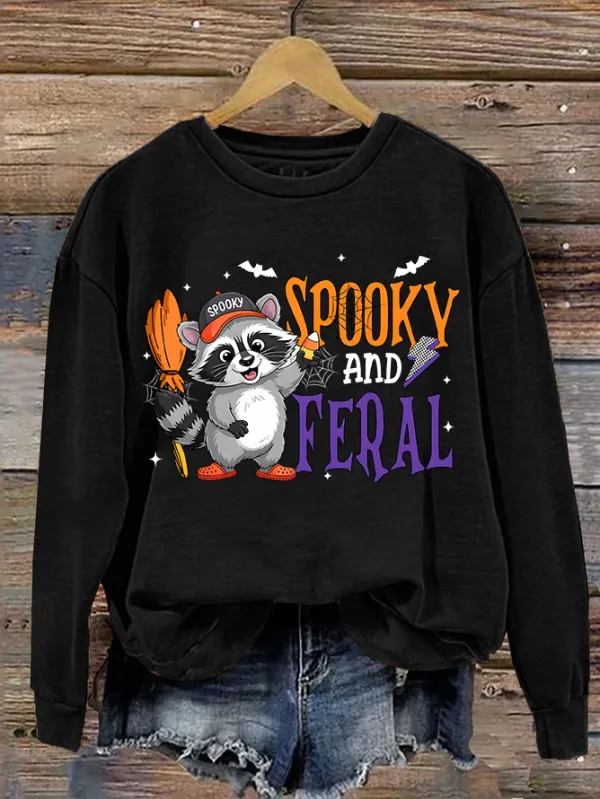 Image of Women's Spooky and Feral Halloween Sweatshirt