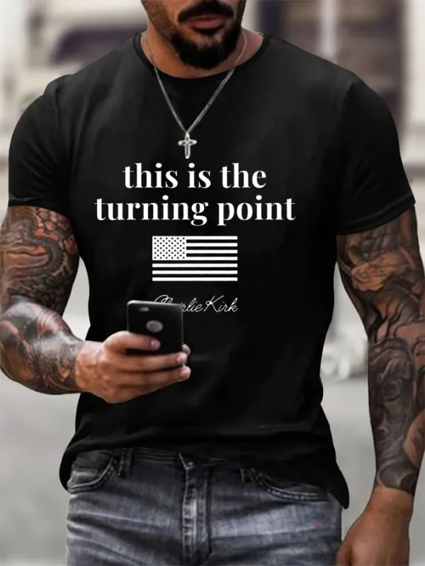 Image of Men's Charlie Kirk 'This is the Turning' Print short-sleeved T-shirt