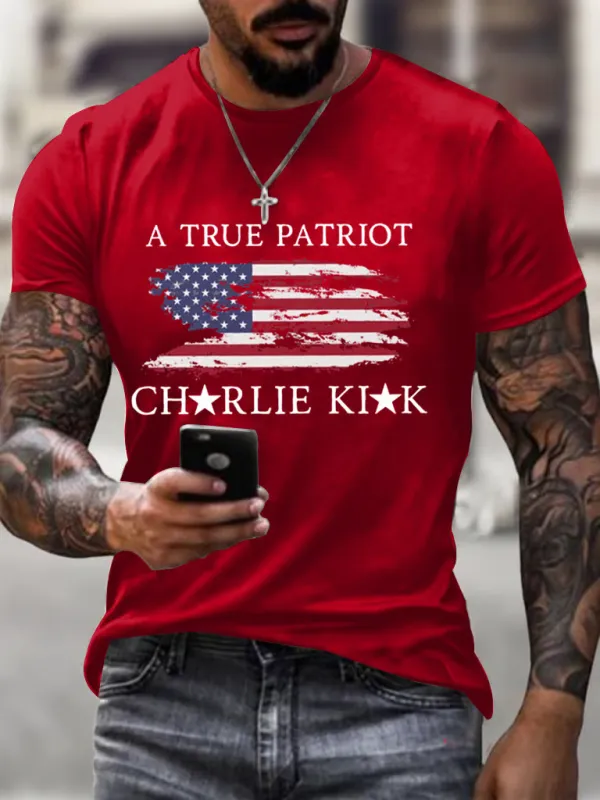 Image of Men's A True Patriot Printed Casual T-shirt