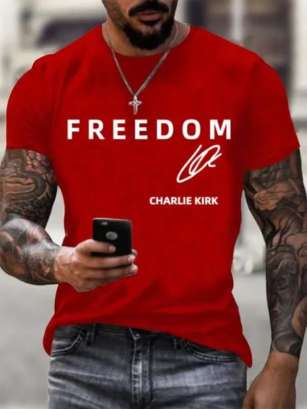 Image of Men's Freedom charlie Kirk Printed Casual T-shirt