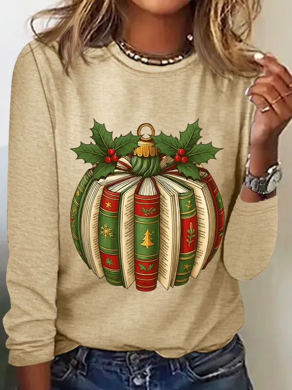 Image of Christmas Book Pumpkin Long Sleeve Shirt