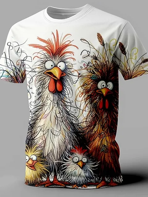 Image of Men's Funny Thanksgiving Turkey 3D Print Short-Sleeved T-shirt