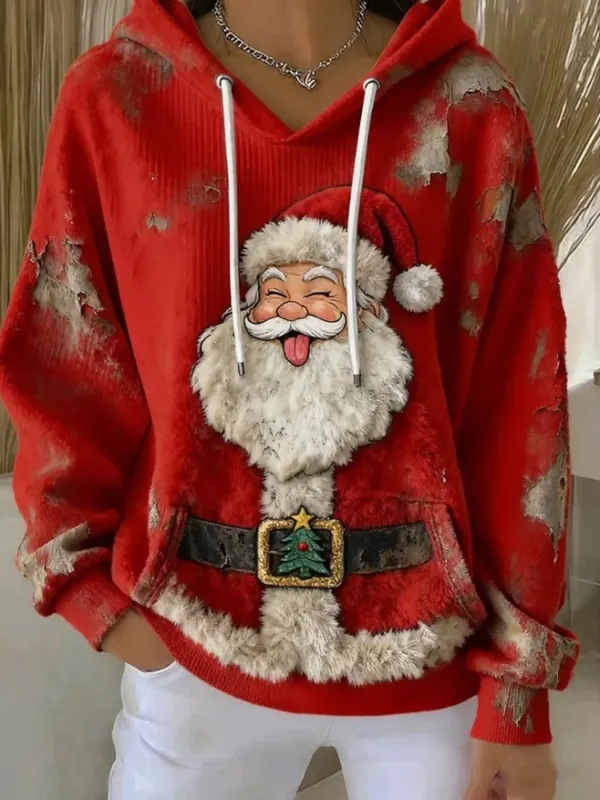 Image of Women's Christmas Funny Santa Claus Hoodie
