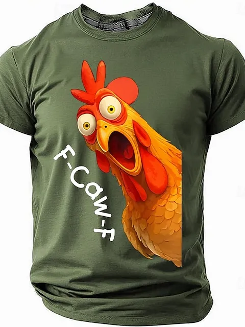 Image of Men's F-CAW-F Chicken Puns Sarcastic Funny Slang Short Sleeve T-shirt