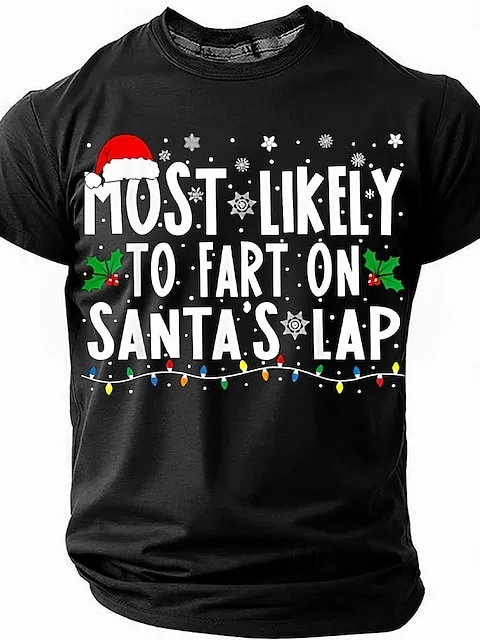 Image of Men's 'Fart on Santa's Lap' Funny Slang Short Sleeve T-shirt