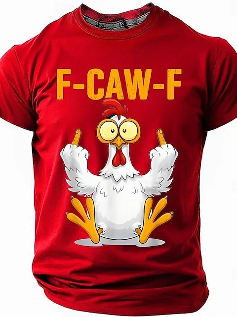 Image of Men's F-CAW-F Chicken Puns Sarcastic Funny Slang Short Sleeve T-shirt