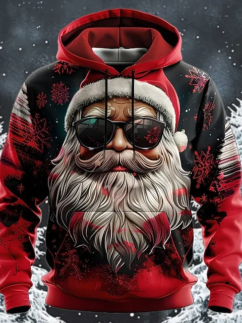 Image of Christmas Men's Santa Claus 3D Print Hoodie Sweatshirt