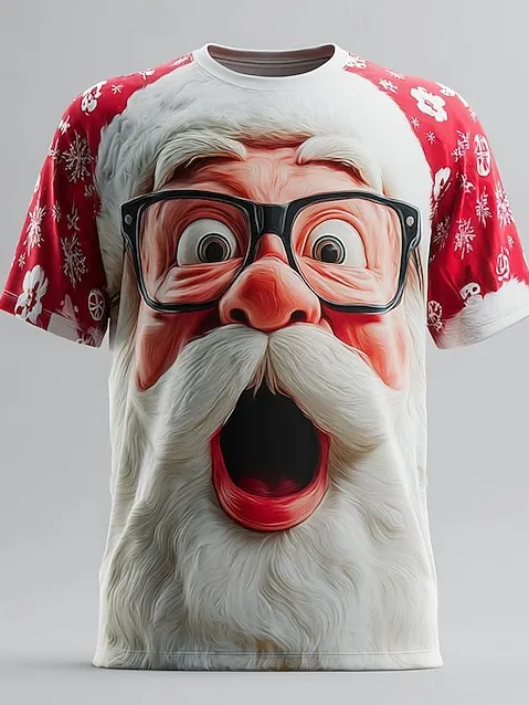 Image of Men's Funny Santa Claus Christmas 3D Printed Short Sleeve T-Shirt
