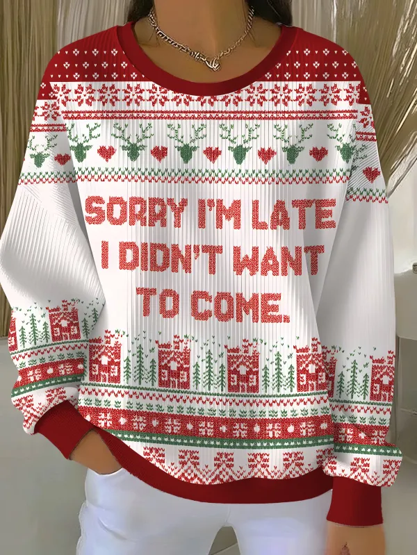 Image of Sorry I am Late Ugly Christmas Sweatshirt