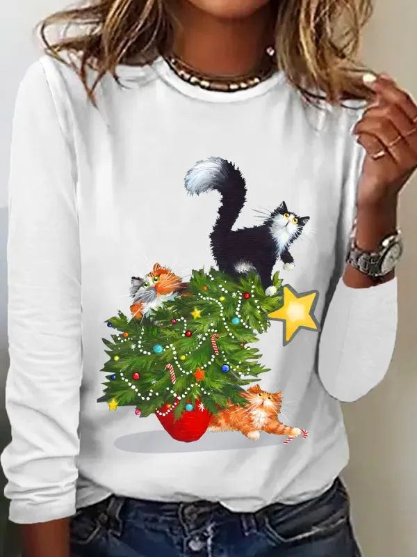 Image of Cat Christmas Funny Long sleeve shirt