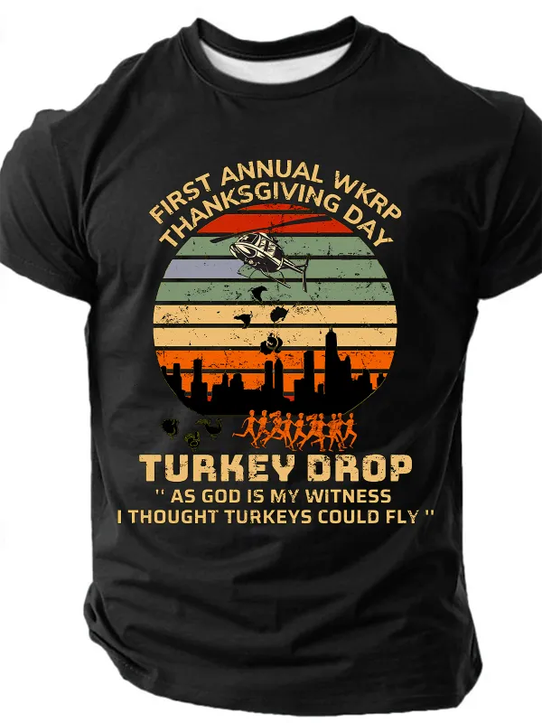 Image of Men's As God Is My Witness I Thought Turkeys Could Fly Thanksgiving Turkey Funny Short Sleeve T-shirt