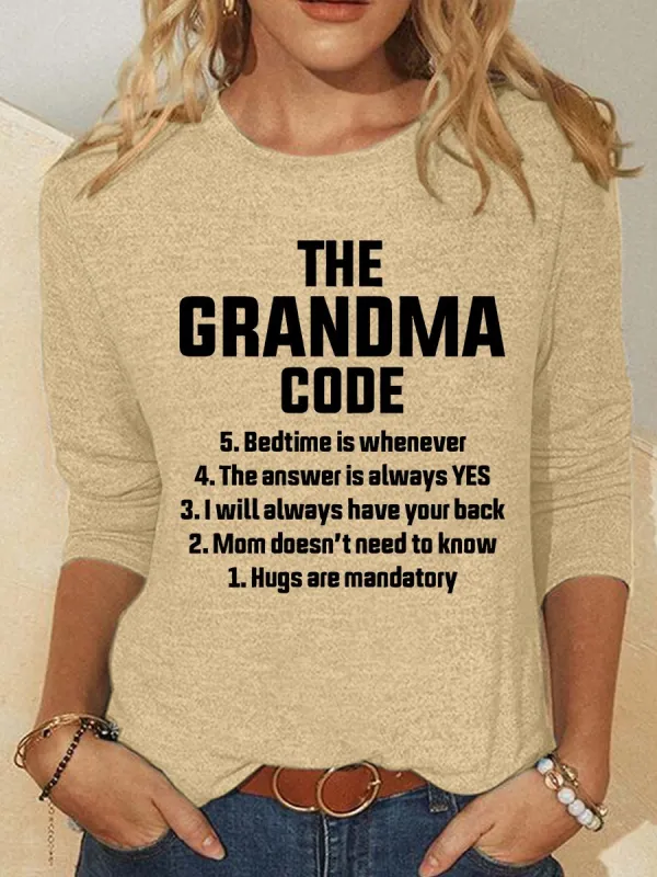 Image of The Grandma Code Funny Casual Long Sleeve Shirt