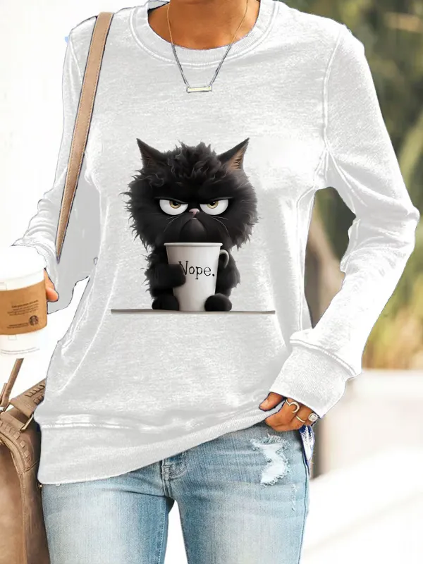 Image of Funny Cat Nope Casual Sweatshirt
