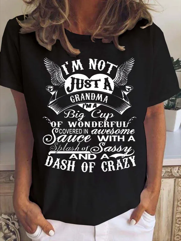 Image of I'm A Big Cup Of Wonderful Grandma Funny Crew Neck T-shirt