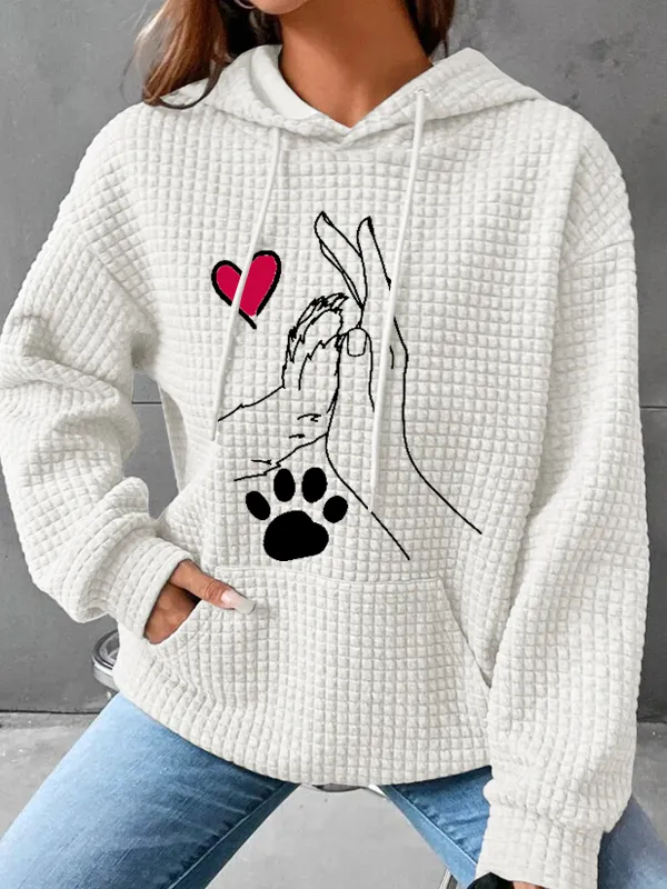Image of Women's Palm High-Fives Dog Paw Print Simple Dog Hoodie