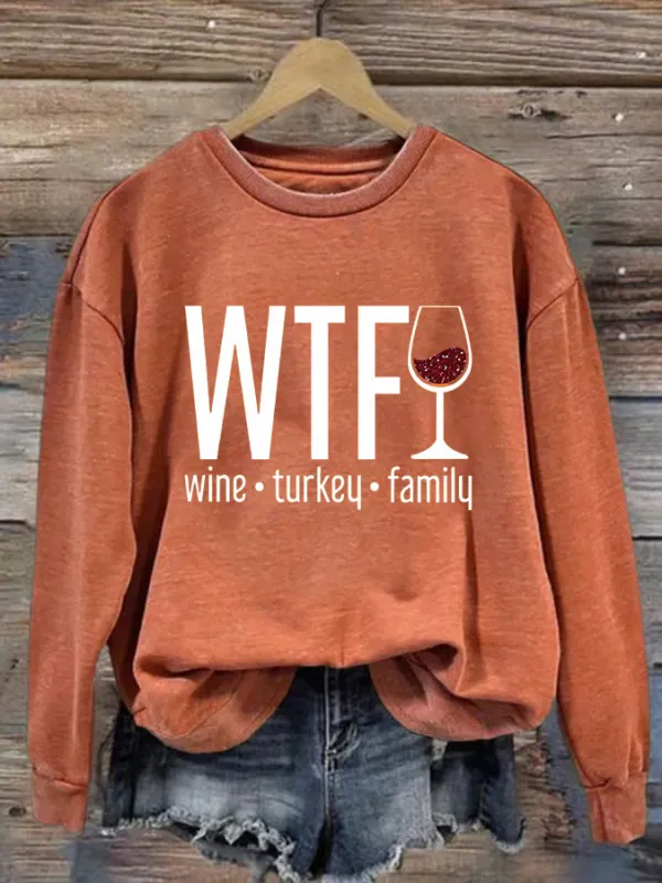 Image of Women's Thanksgiving WTF Print Sweatshirt