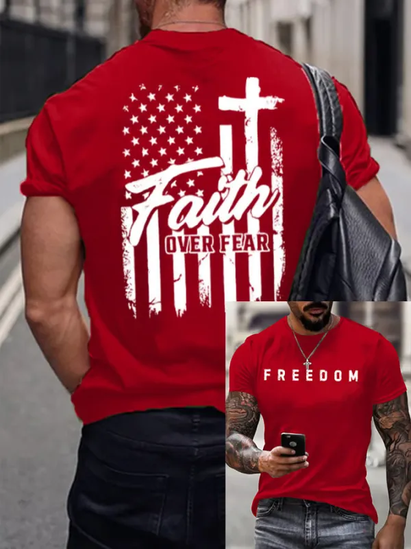 Image of Men's Freedom Printed Casual T-shirt