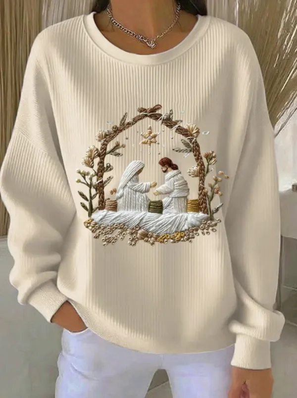 Image of Christmas Crew Neck Loose Casual Sweatshirt