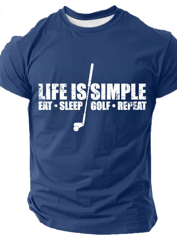 Image of Life Is Simple Eat Sleep Golf Repeat Cotton T-Shirt