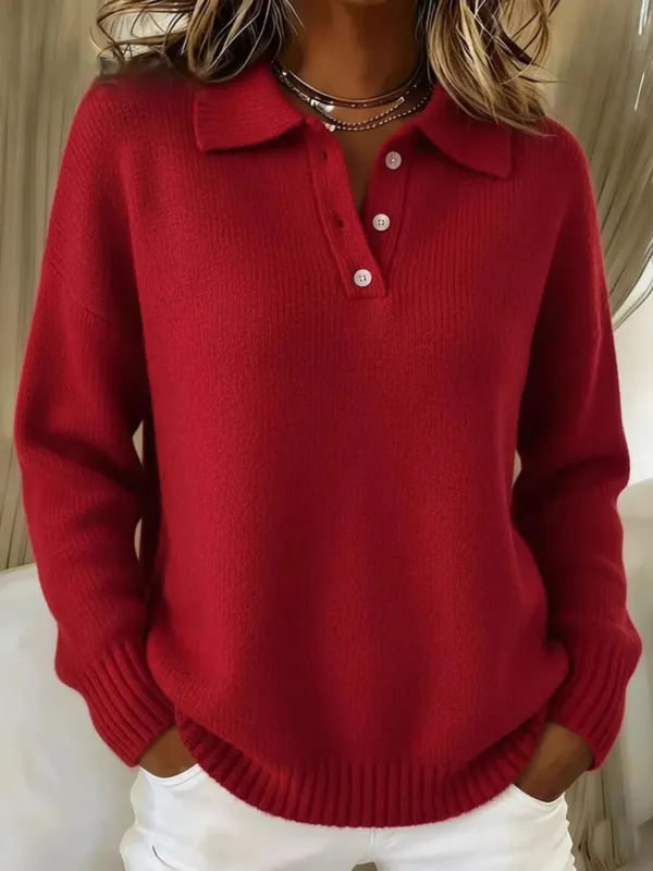 Image of Shawl Collar Loose Casual Plain Sweater