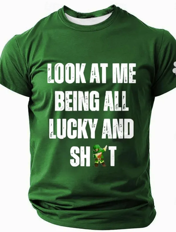 Image of Men's St. Patrick Graphic Shamrock Lucky Irish T-Shirt