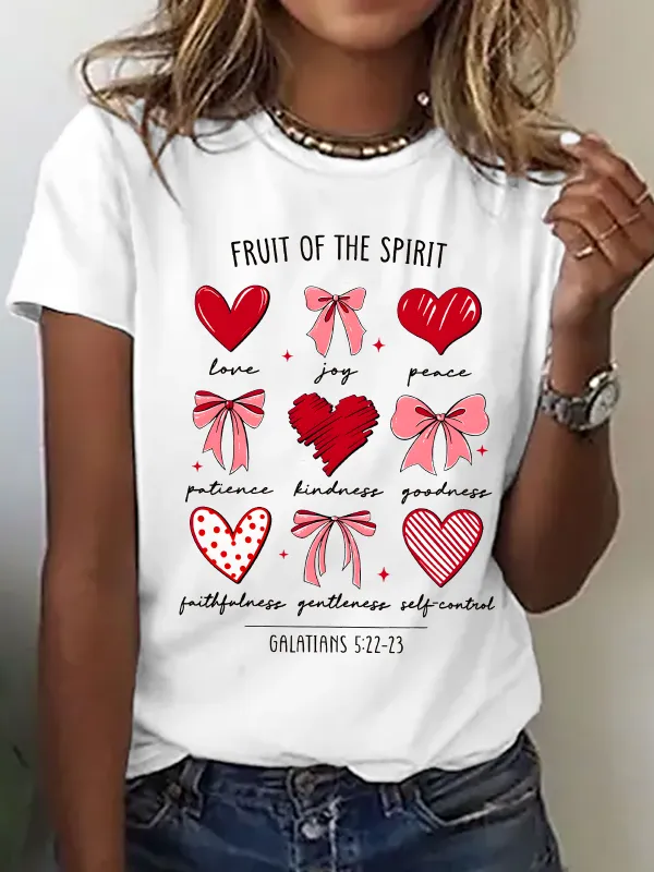 Image of Women's Fruit of The Spirit Christian Hearts Galatians Easter short-sleeved T-shirt