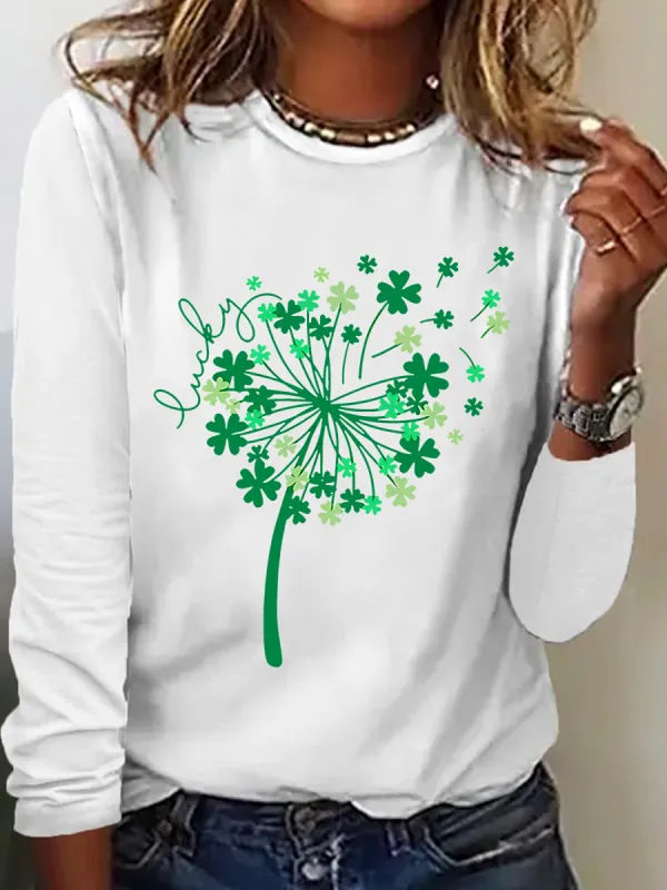 Image of St Patricks Day Dandelion Casual Long Sleeve Shirt