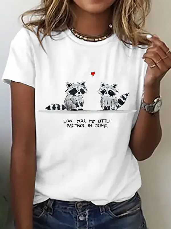 Image of Women's Love Raccoons Valentine's Day Short-Sleeved T-Shirt